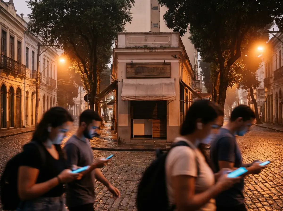Fachada de um bom negócio passando despercebida enquanto pessoas olham o celular